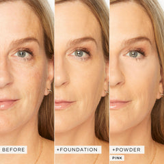 tarte creaseless setting powder dispensing sifter enables controlled application.