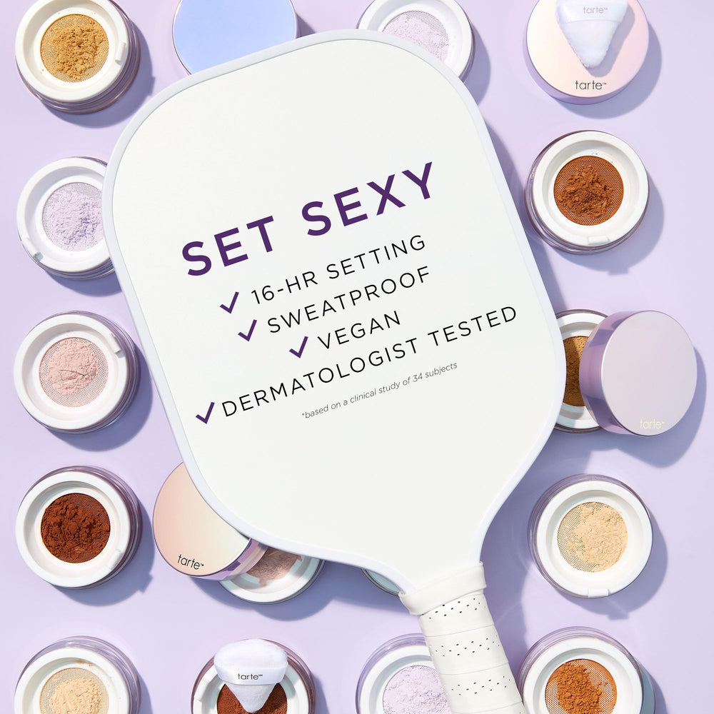 tarte creaseless setting powder on skin apply depicts smooth, natural camera ready finish