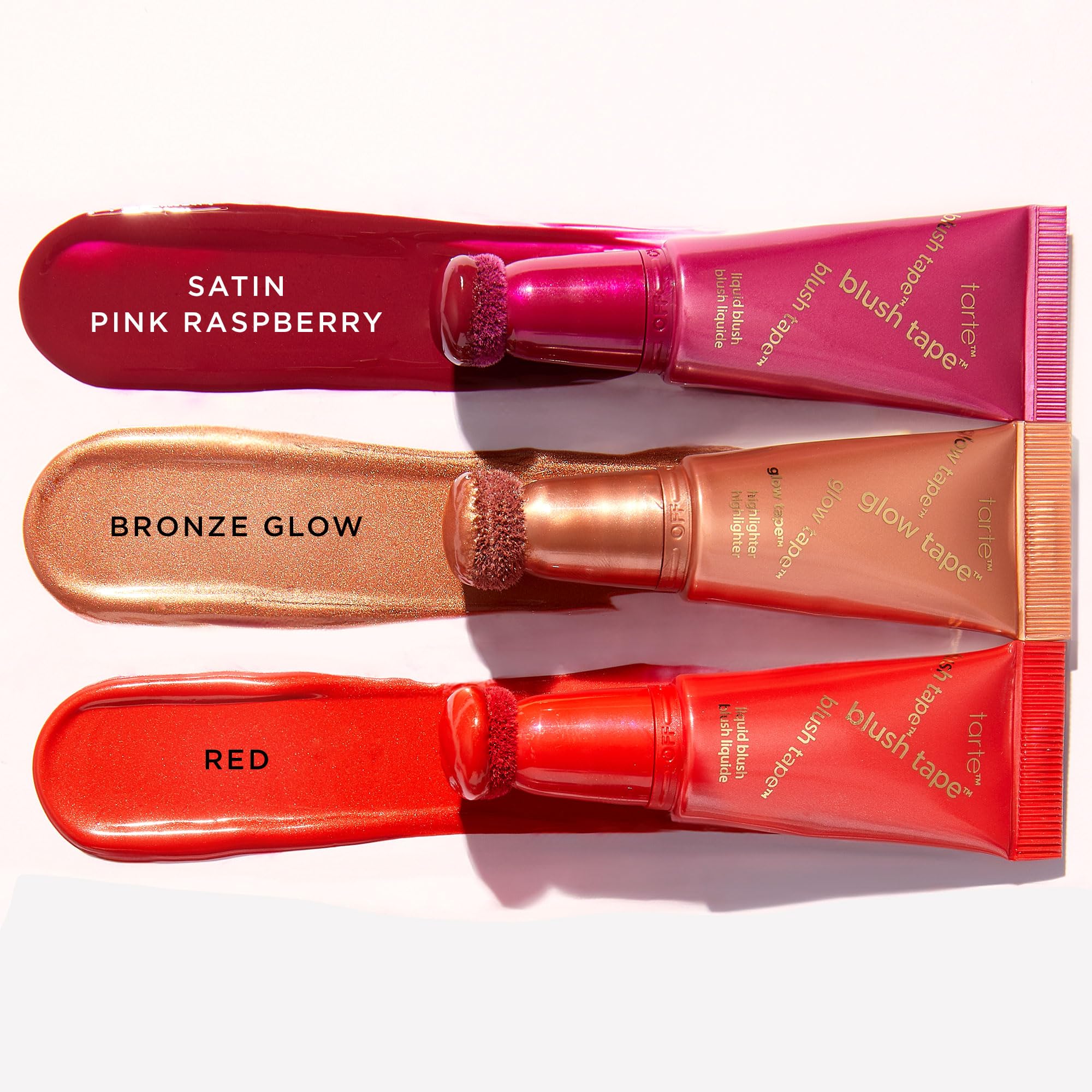 Tarte glow tape diamond-infused highlighter swipe delivers subtle shimmer.