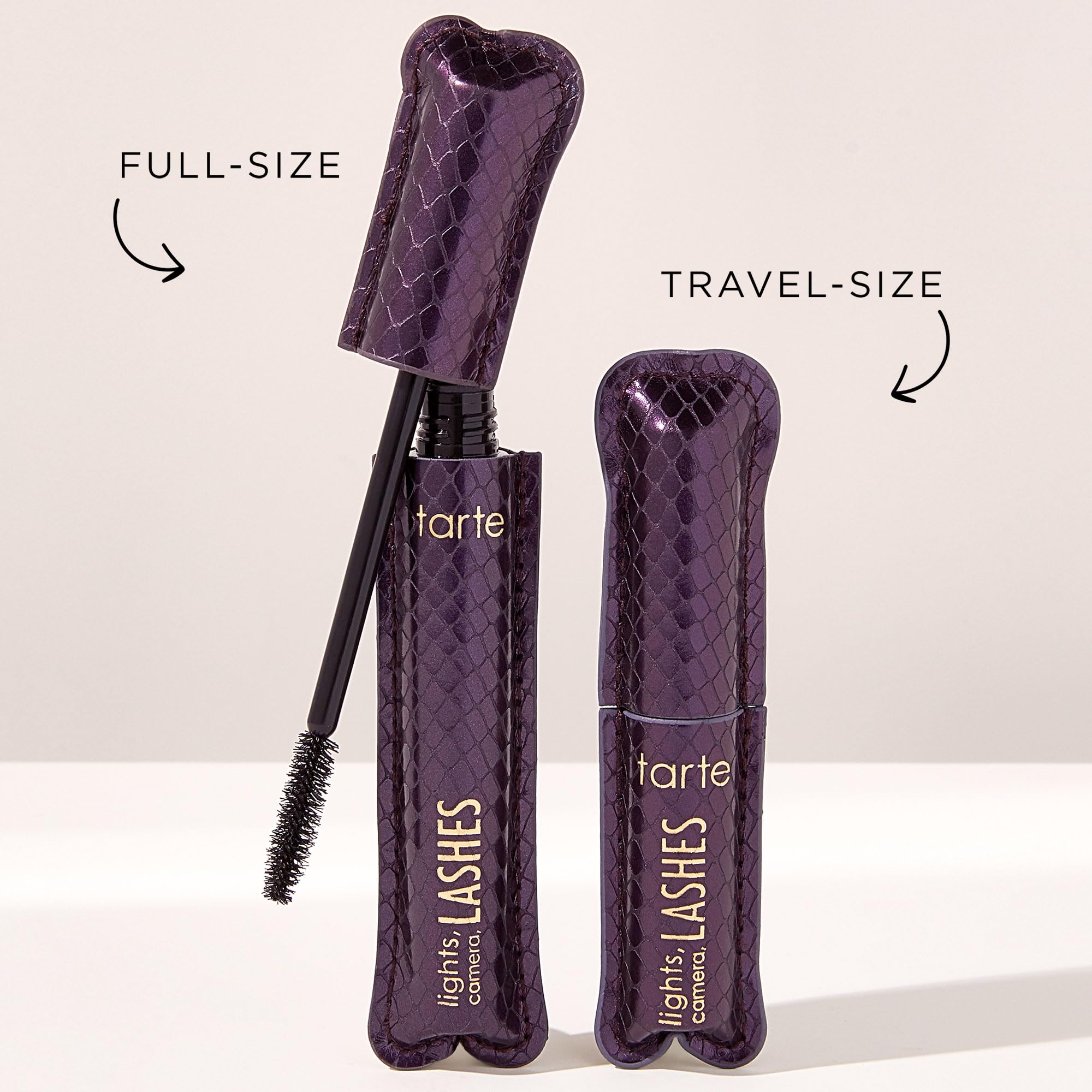 Tarte Lights Camera Lashes longwear swatch shows a smudge-free finish.