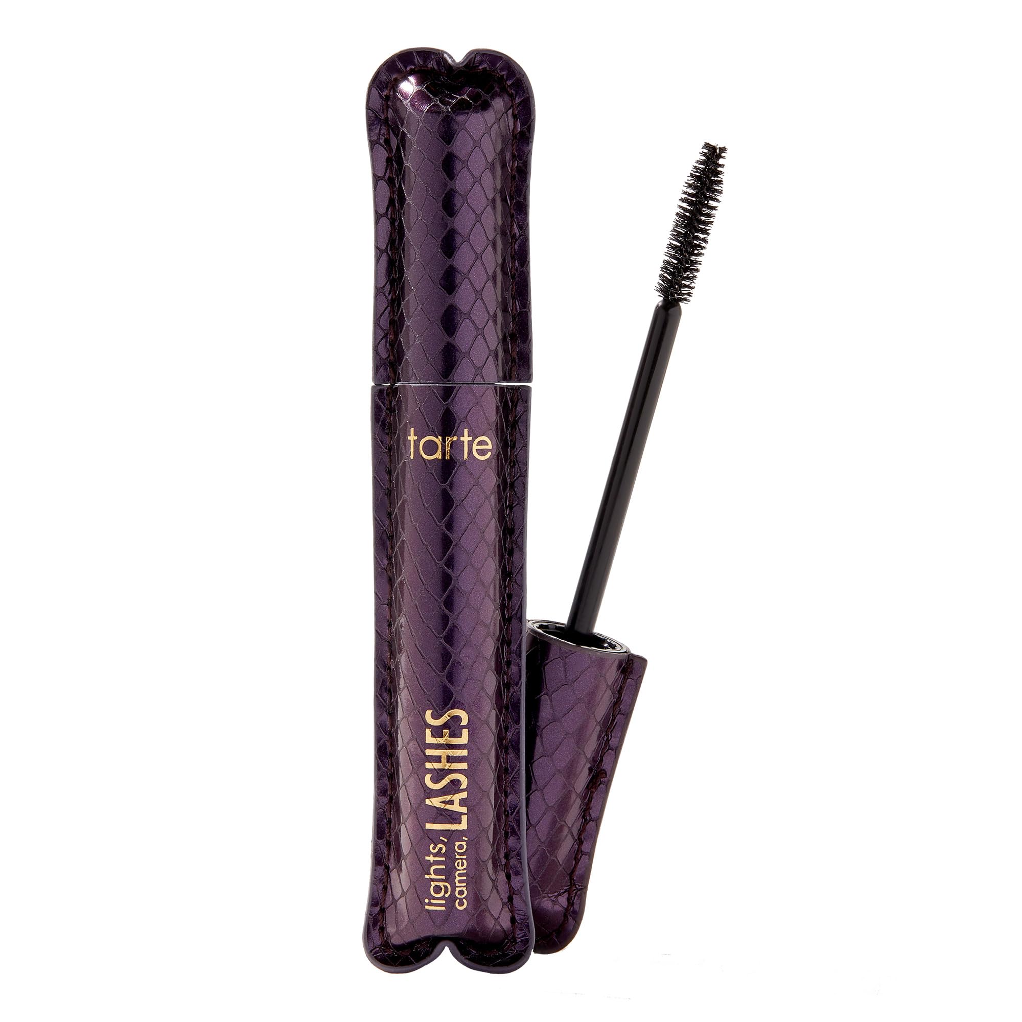 Tarte Lights, Camera, Lashes mascara bottle in black for bold definition.