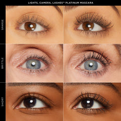 tarte Lights, Camera, Lashes Platinum brush close-up delivering curl.