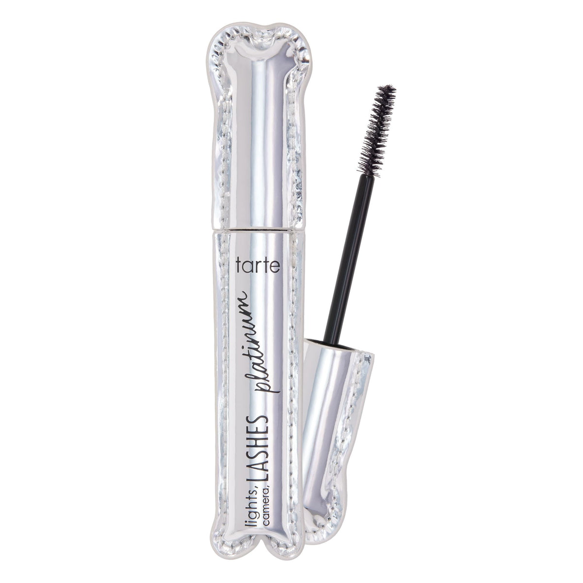 Tarte Lights, Camera, Lashes Platinum mascara tube in full-size black formula for dramatic volume.