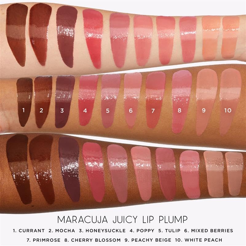 Tarte Maracuja Juicy Lip Plump stained-gloss on lips with vibrant finish