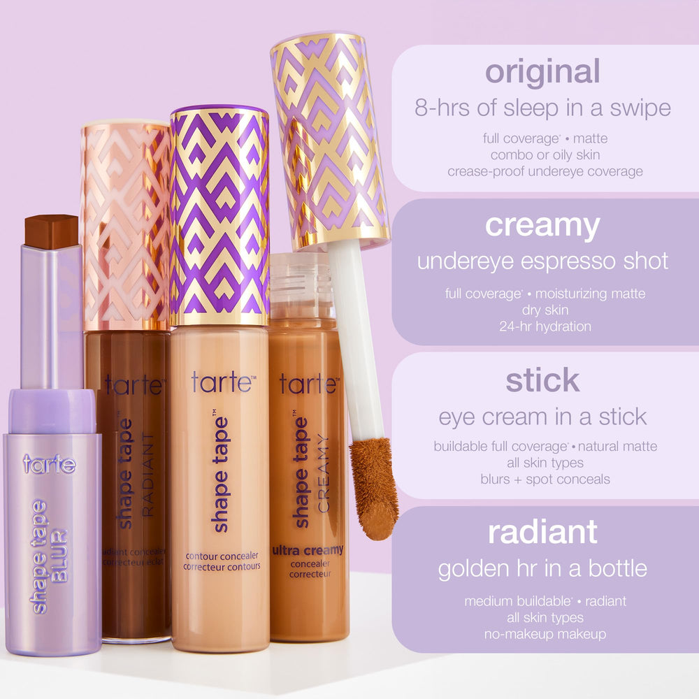 tarte Shape Tape Concealer shows tape technology smoothing fine lines.