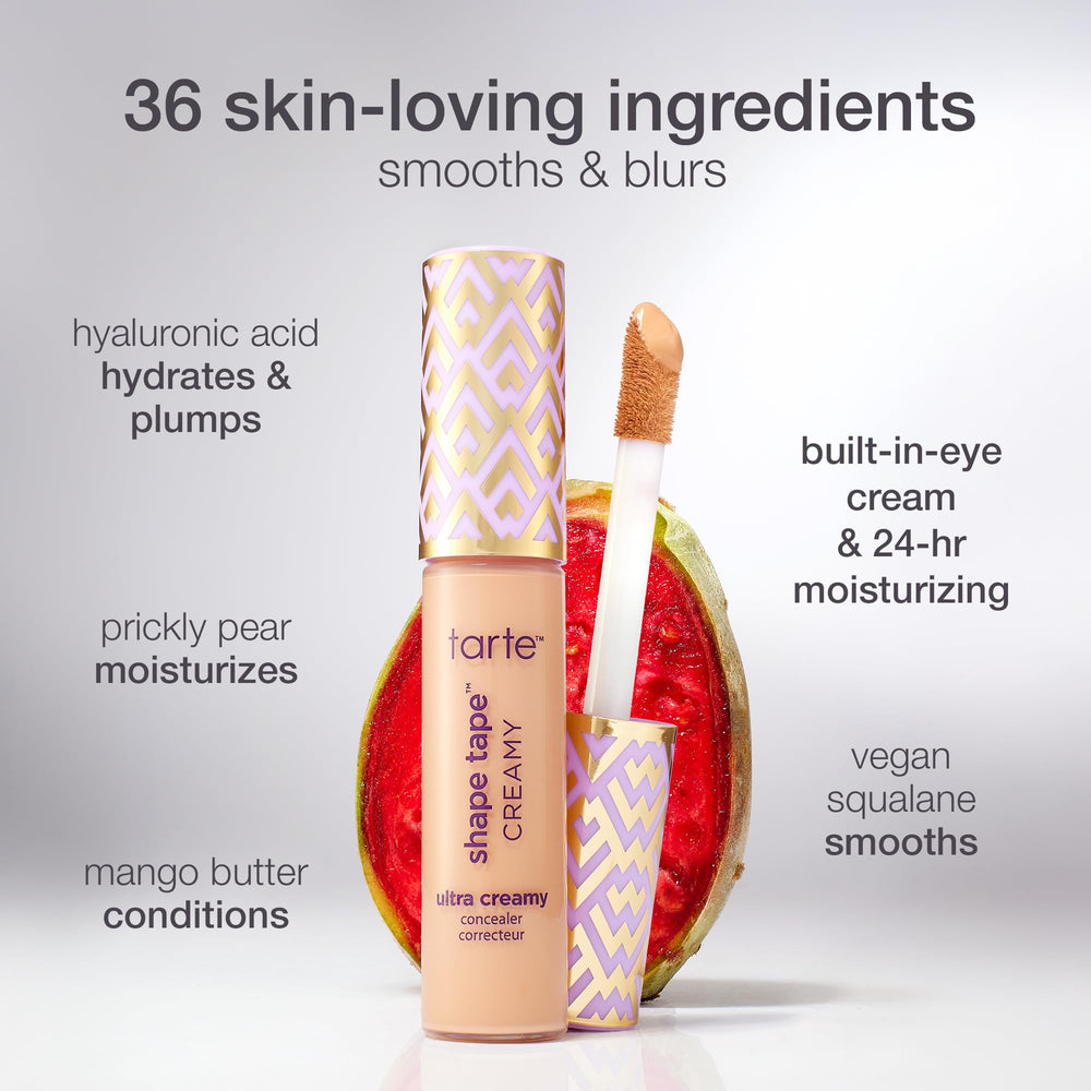 Tarte Shape Tape Creamy Concealer with hyaluronic acid for surface moisture and glow.