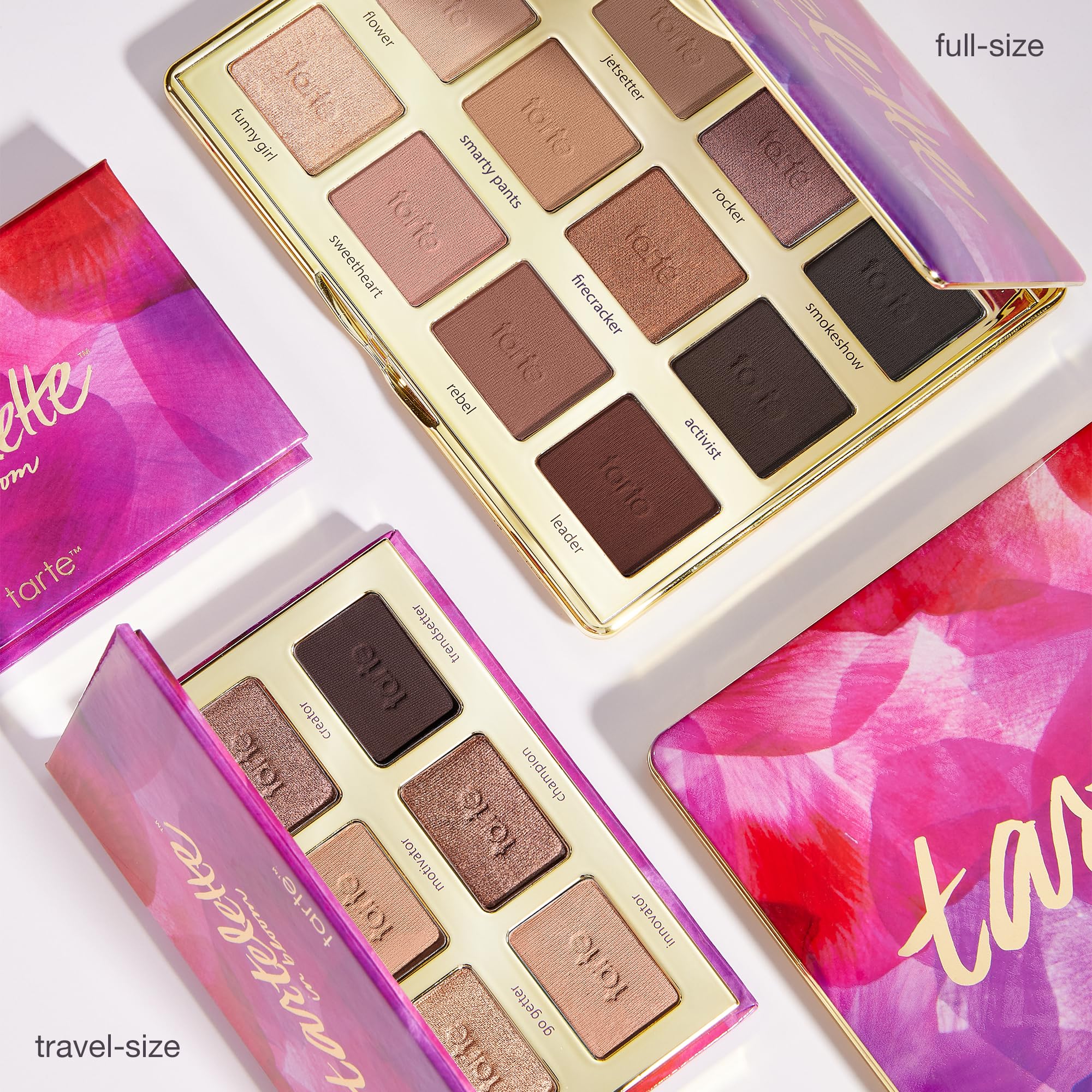 tarte tartelette in bloom compact closeup showcases sleek, travel-friendly packaging