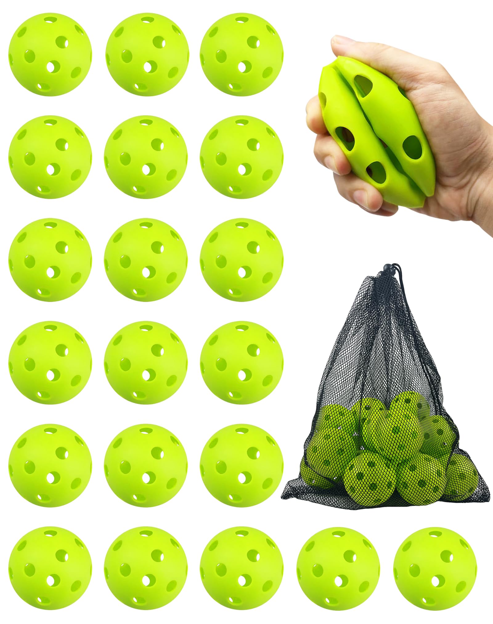 Tarutaru 20-pack plastic practice balls for baseball and softball, safe for indoor use.