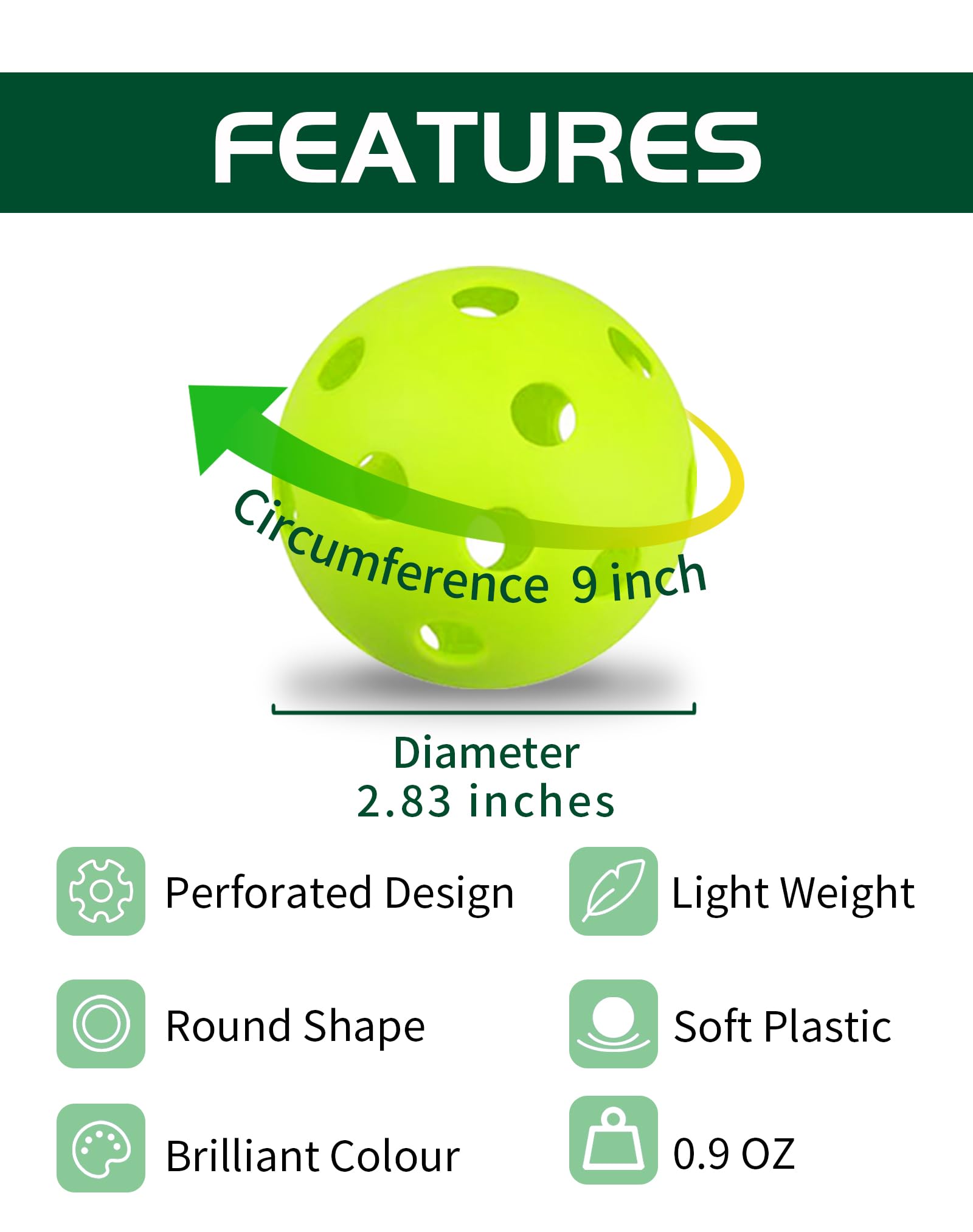 Tarutaru 26-hole low-flight ball promotes stable, easy-to-trace practice flights.