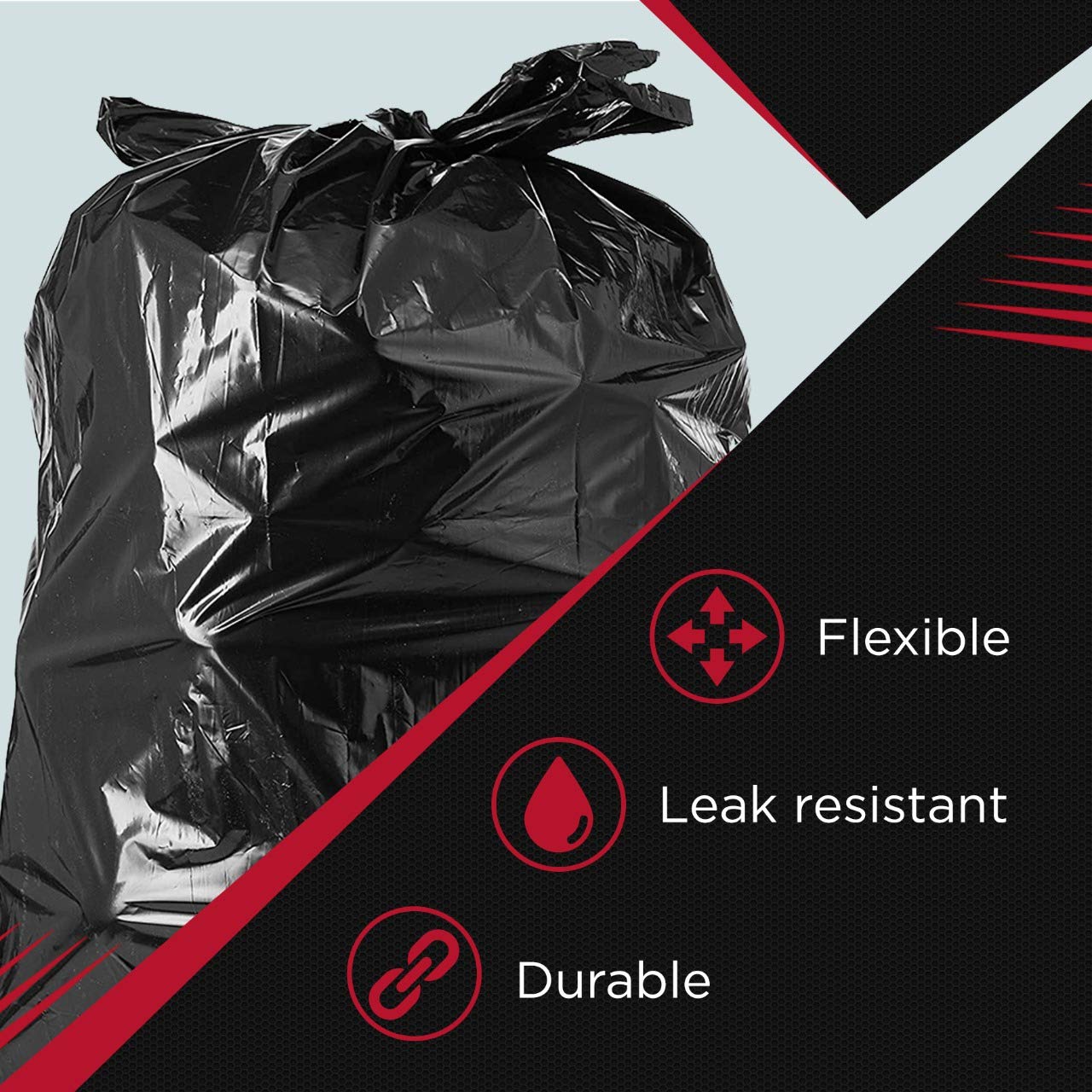 Tasker 65-gallon bags exterior view showing rugged material.