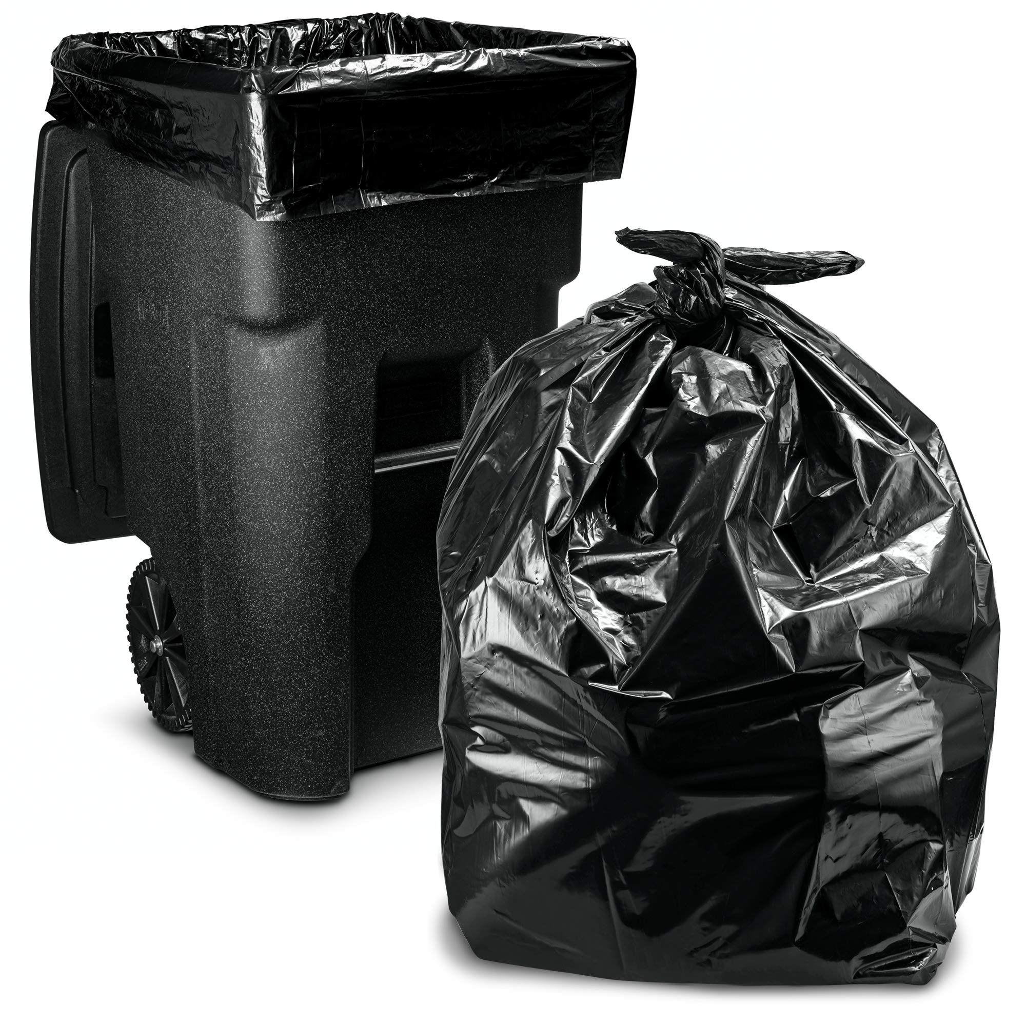 Tasker 65-gallon bags with textured plastic for reinforced strength.