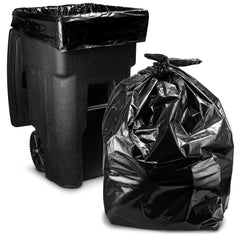 Tasker 65-gallon bags with textured plastic for reinforced strength.