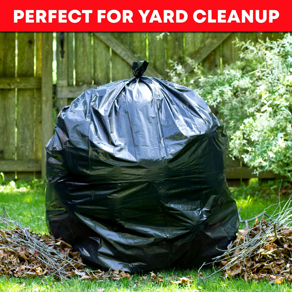 Tasker 95-96 gallon bags in-use inside a large can.