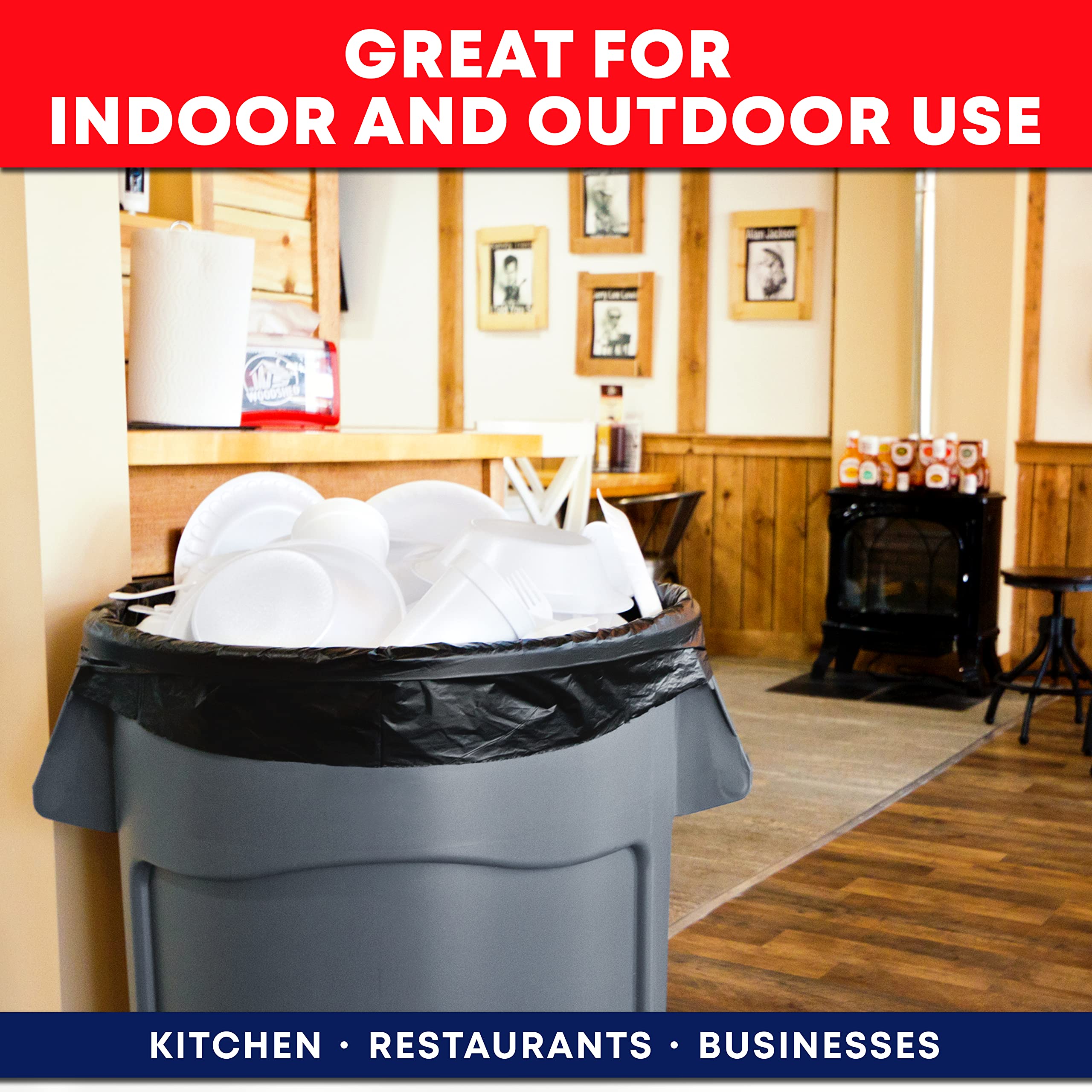 Tasker 55gal free-standing contractor bag stands upright for easy filling