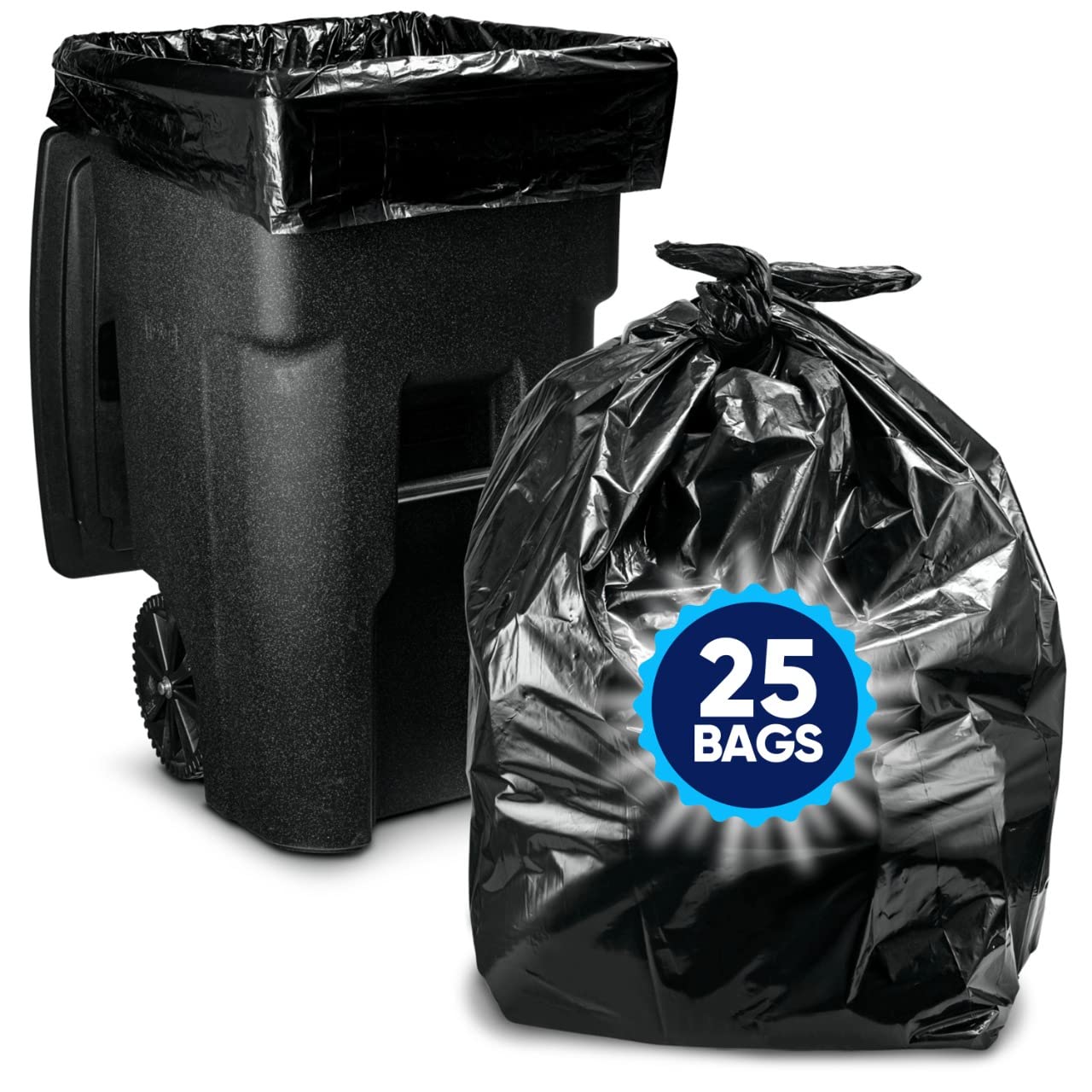 Tasker bags with ties securely close after use.