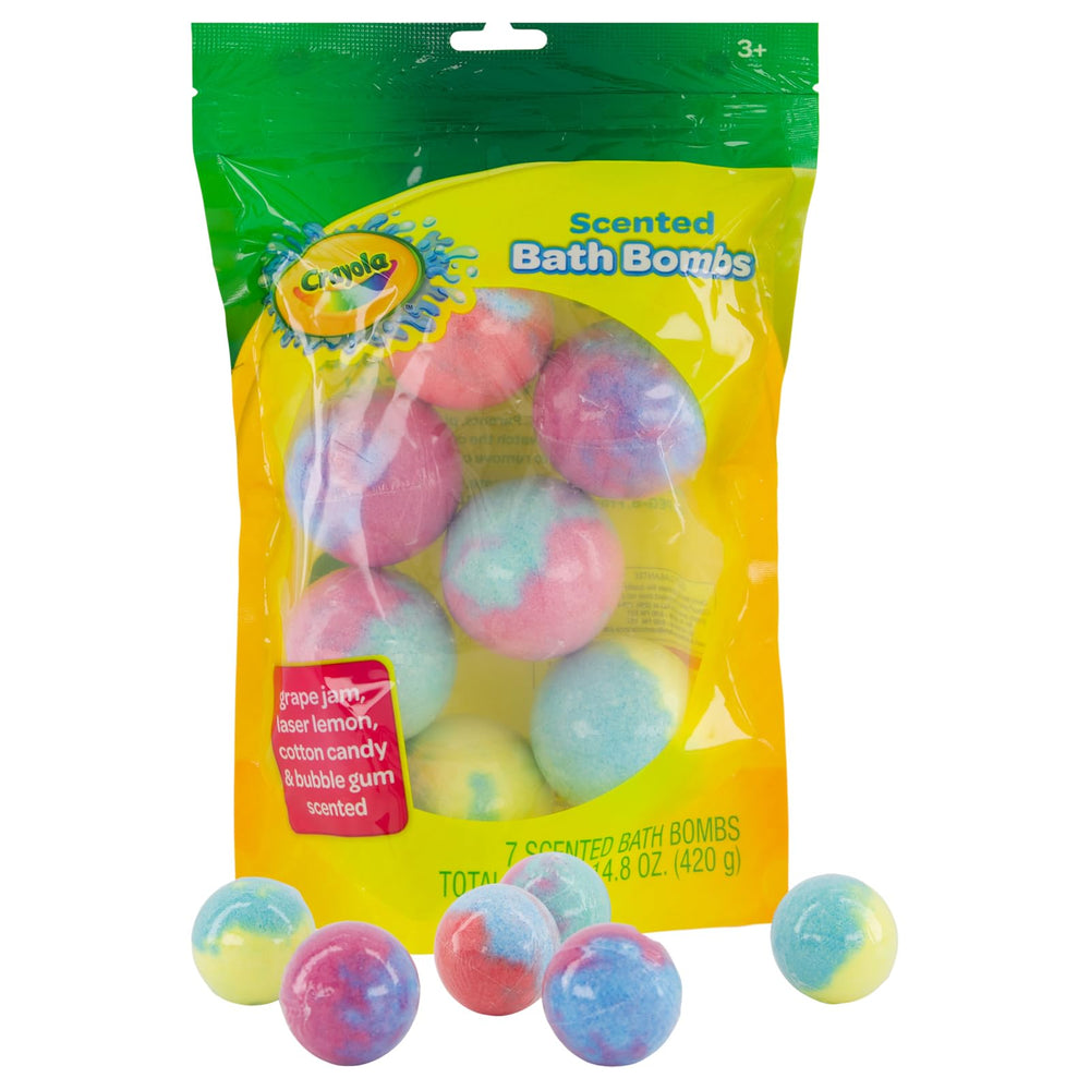 Taste Beauty Crayola colorful round bath bombs brighten kids' baths