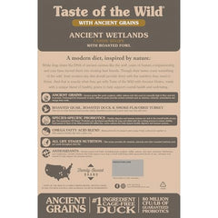 Taste of the Wild Ancient Wetlands roasted quail kibble for premium protein and energy.
