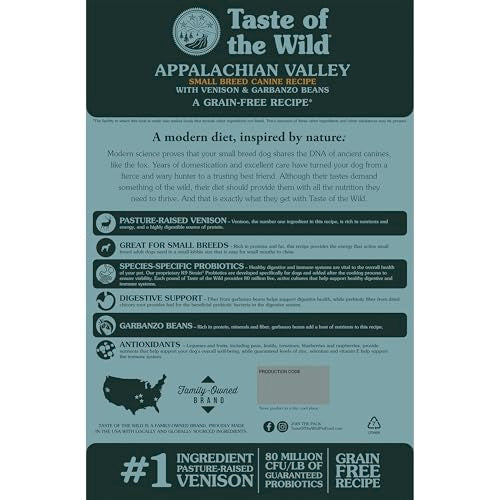 Taste of the Wild Appalachian venison protein mix highlights multiple meat sources.