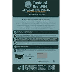 Taste of the Wild Appalachian venison protein mix highlights multiple meat sources.