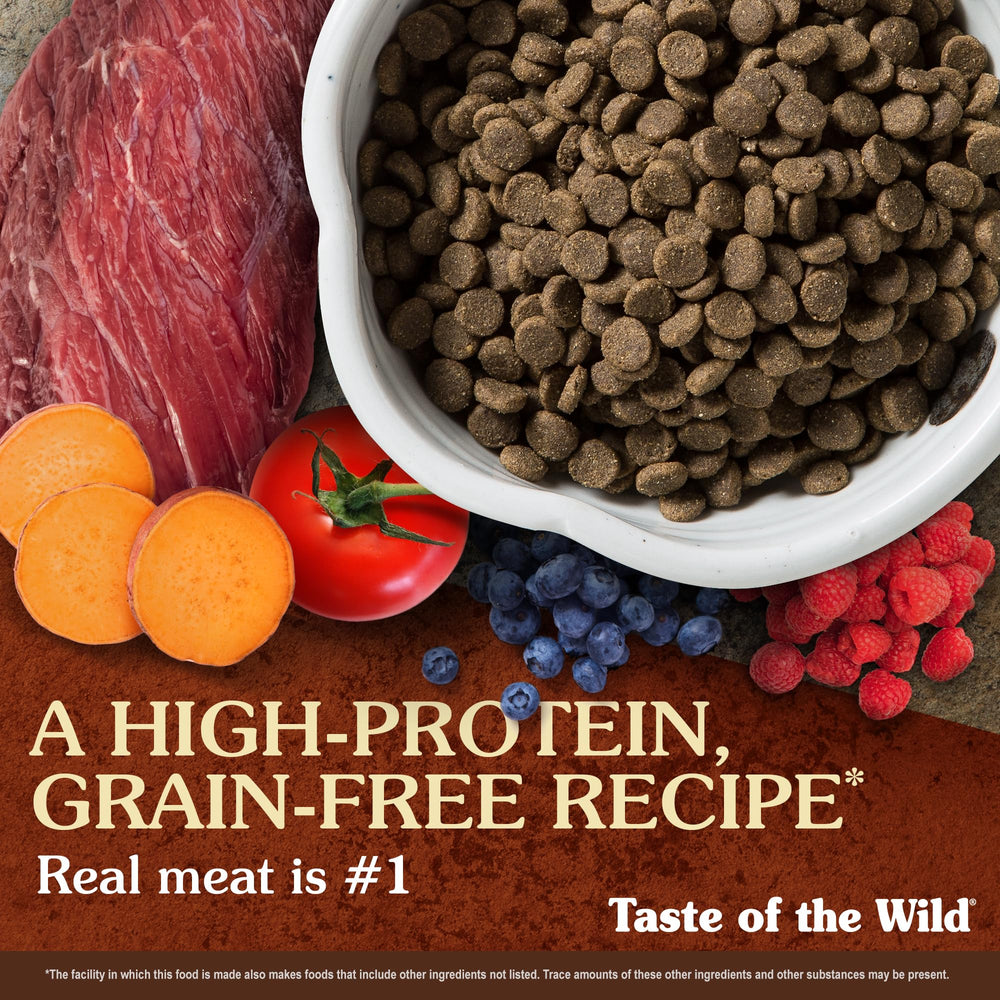 Fruits and superfoods from Taste of the Wild High Prairie in a serving bowl