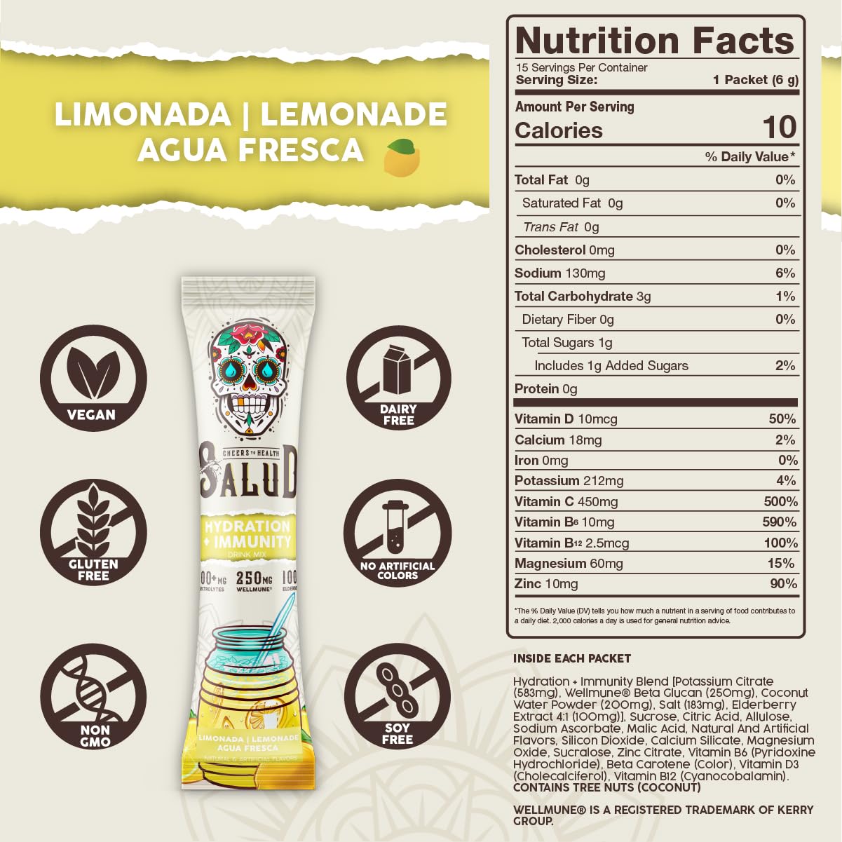 Glass of Taste Salud Agua Fresca Lemonade shows refreshing color and hydration