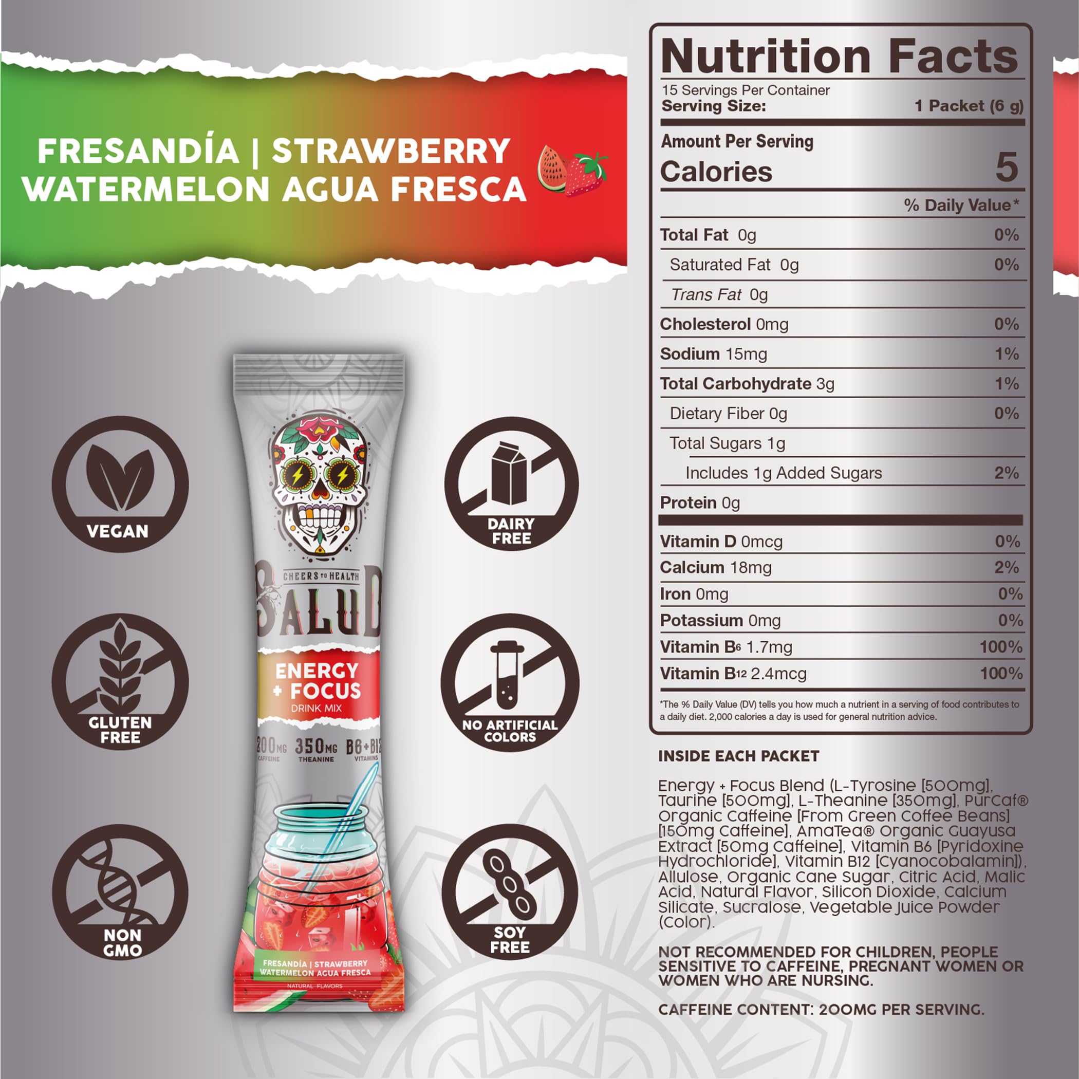 Taste Salud Fresandia Agua Fresca mix poured into a glass with fruity aroma.