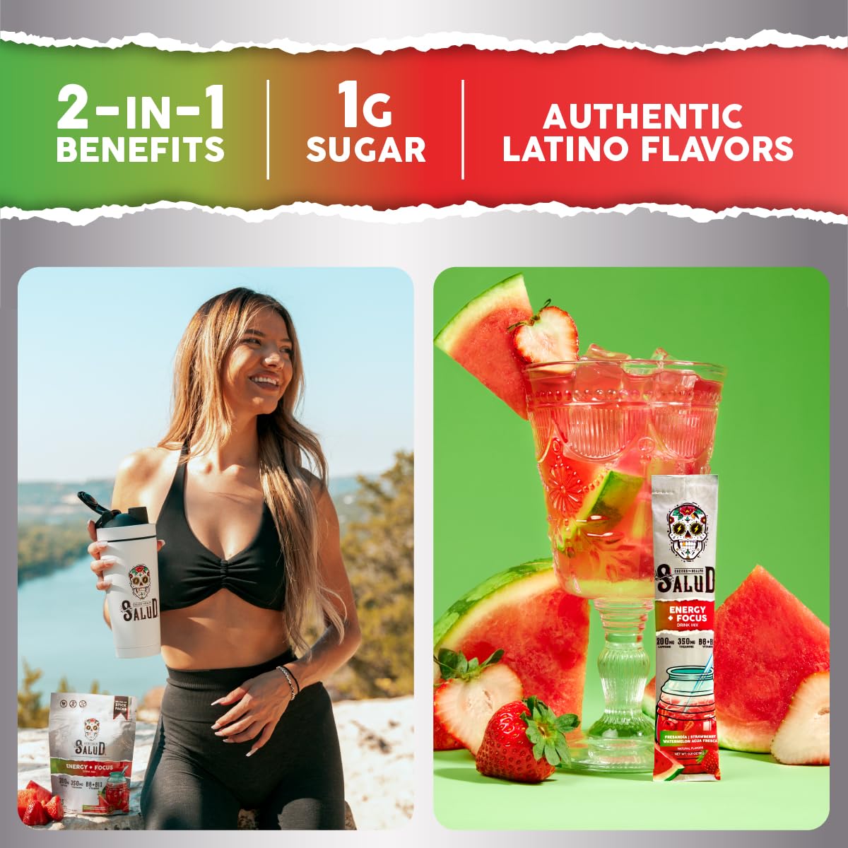 Taste Salud clean-energy packets shown for on-the-go focus and everyday clarity.