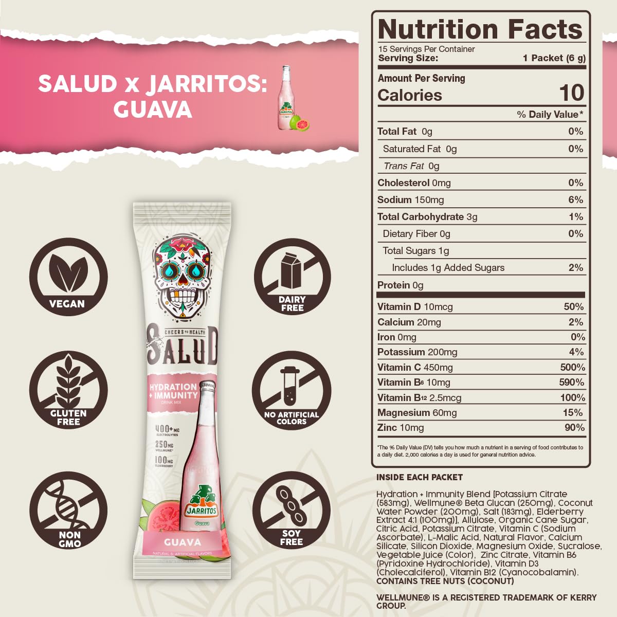 Taste Salud electrolytes mix scoop closeup showing minerals like magnesium and potassium