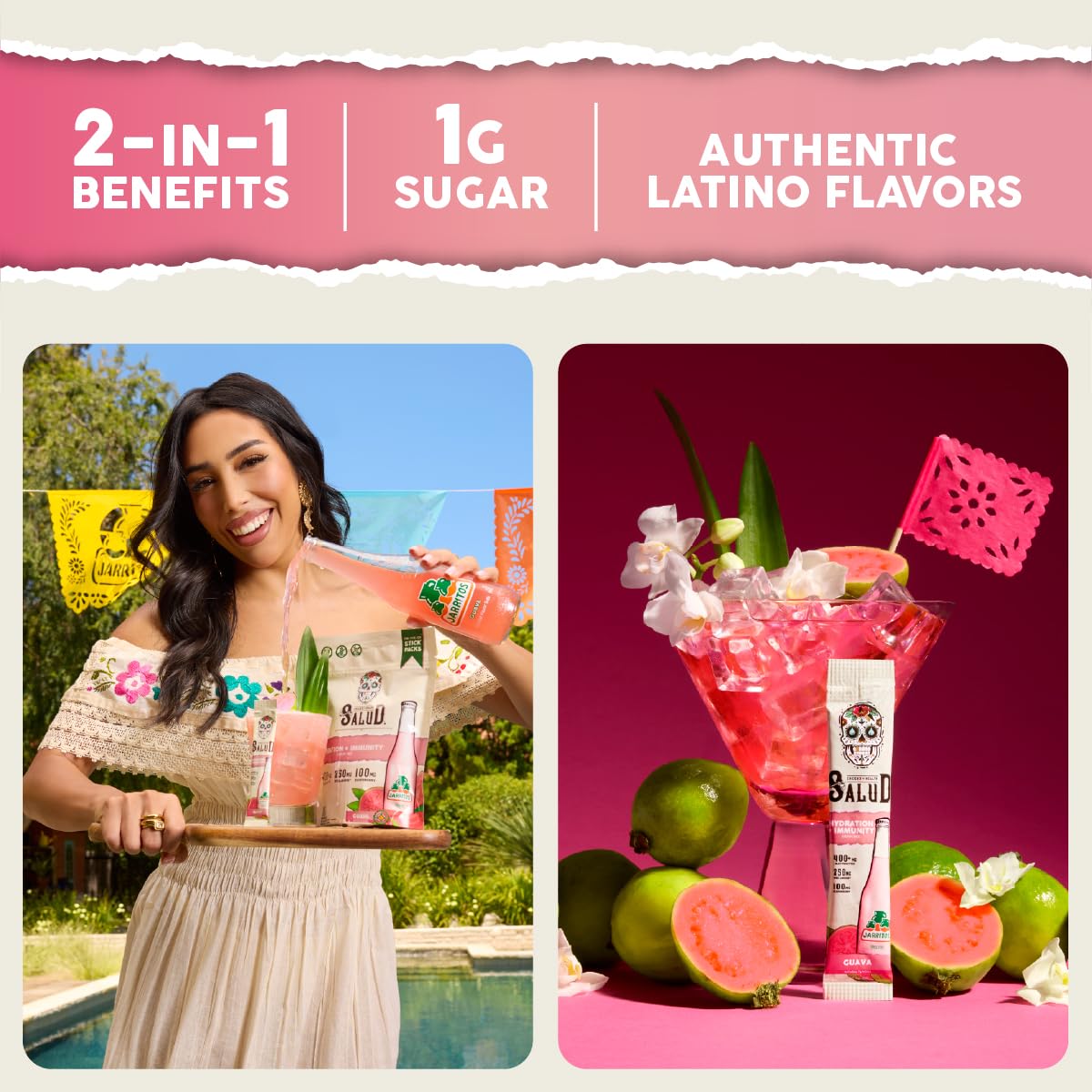 Taste Salud guava agua fresca glass highlights refreshing flavor and daily hydration