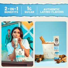 Taste Salud immunity electrolyte powder tub displayed with labeled ingredients.