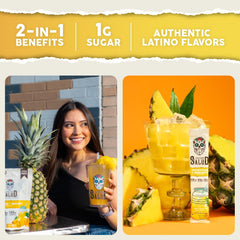 Taste Salud pineapple electrolyte powder boosts hydration with electrolytes and vitamins after workouts.