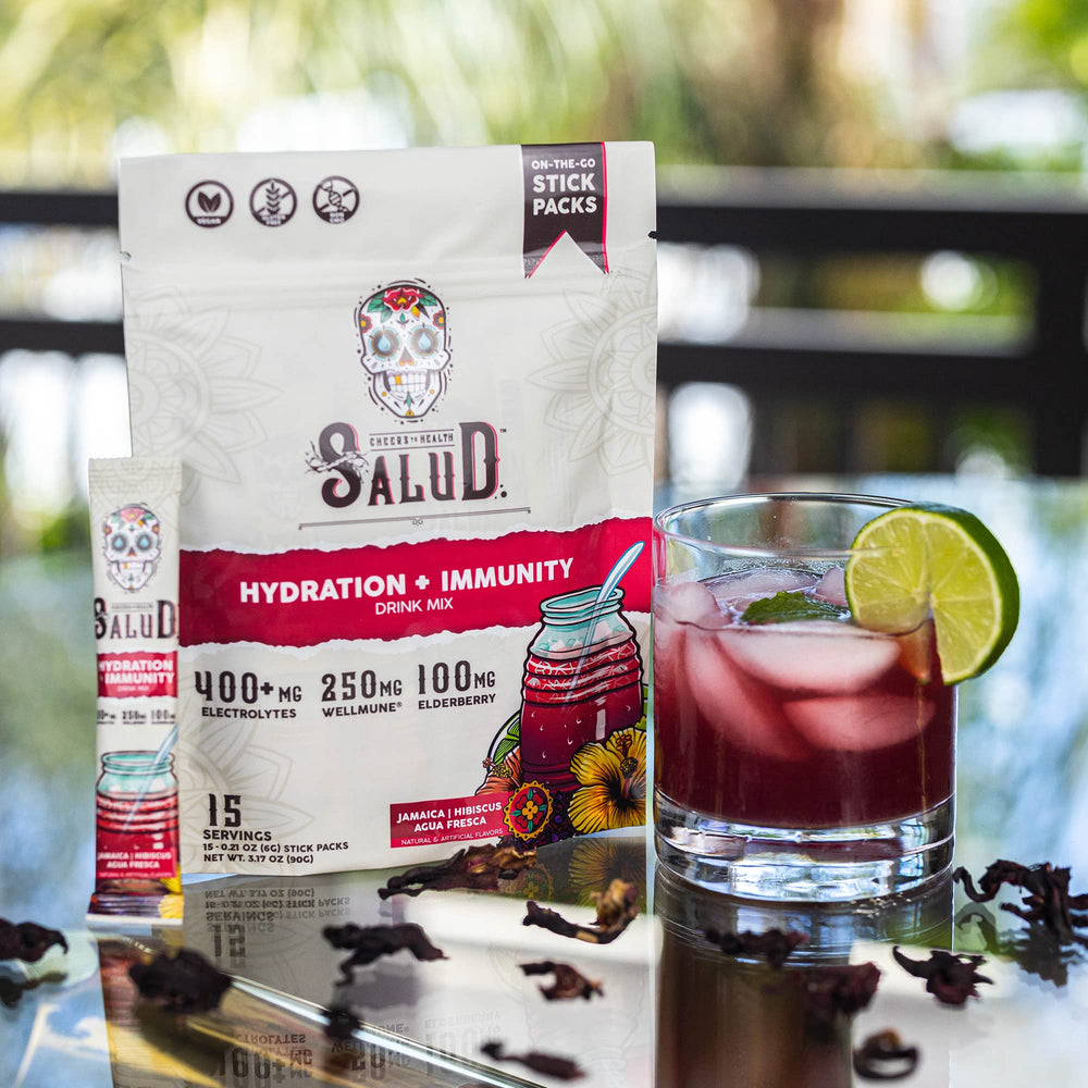 Taste Salud on the go packet detail showing compact hydration solution.