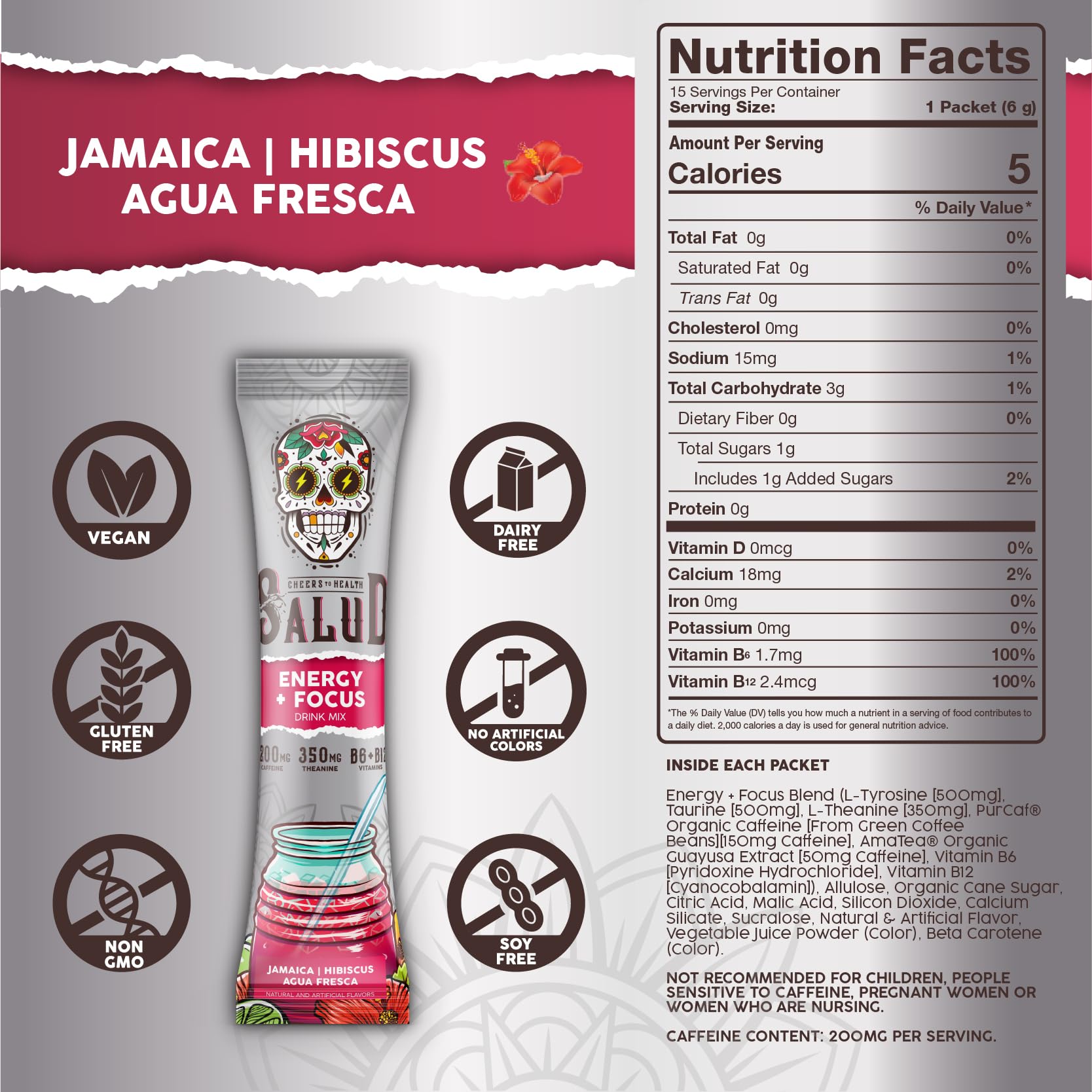 Taste Salud organic caffeine blend image emphasizing clean energy
