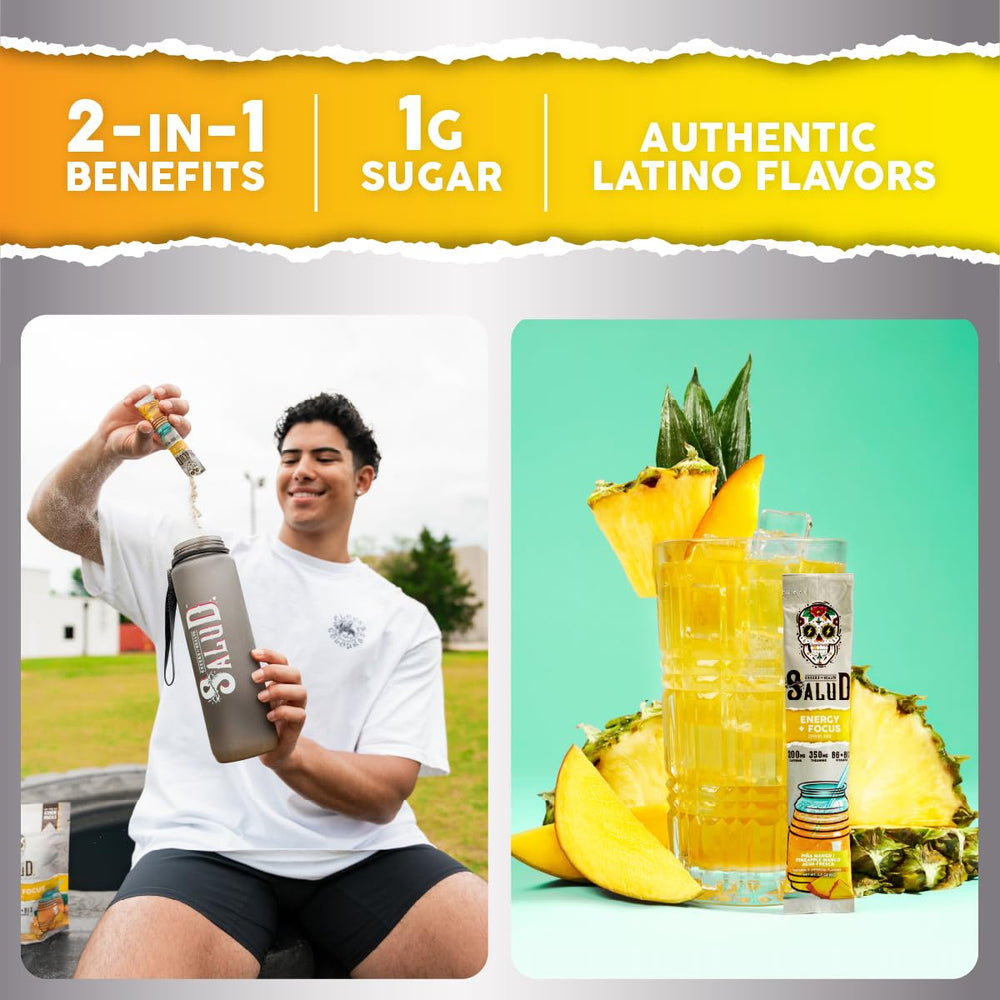 Taste Salud pineapple mango mixed drink in glass highlighting refreshing flavor