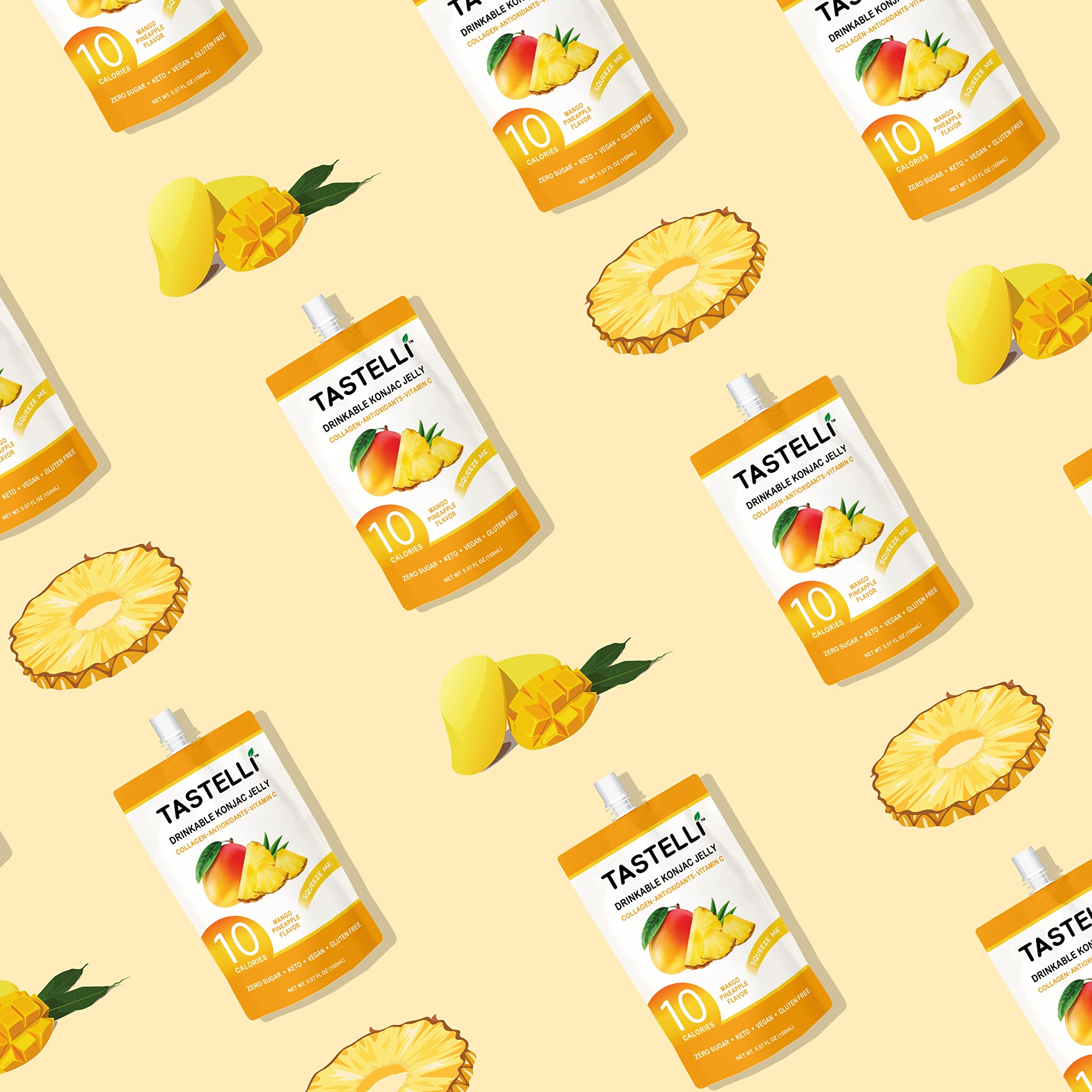 Sip-ready Tastelli konjac jelly mango pineapple for a low-calorie treat