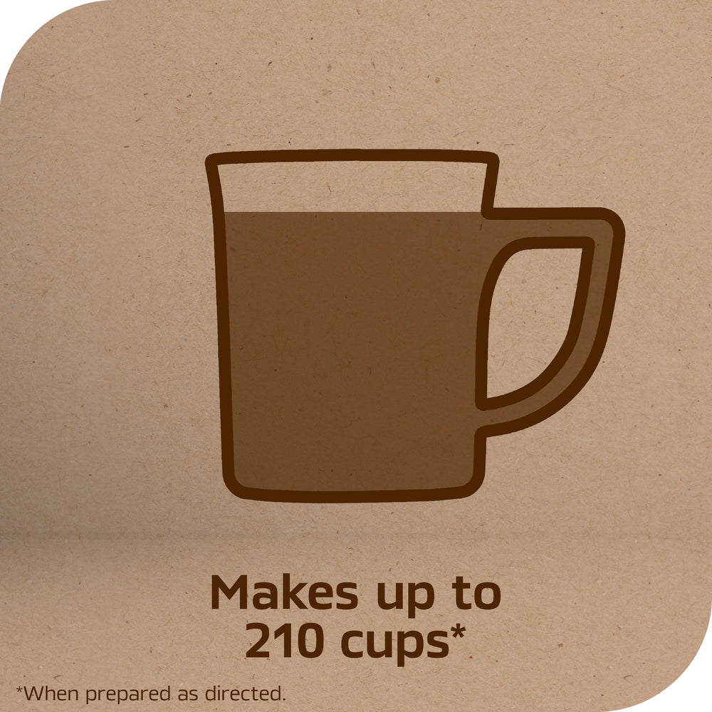 Black coffee prepared with Tasters Choice French Roast, customizable with creamer.