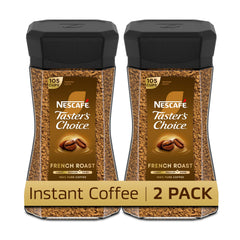 Taster's Choice French Roast instant coffee two-jar pack for quick mornings.