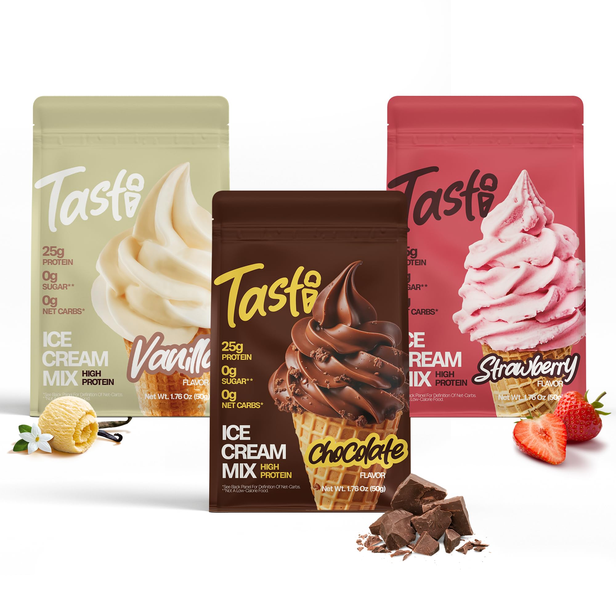 TASTI chocolate protein ice cream mix pint for a creamy, high-protein treat.