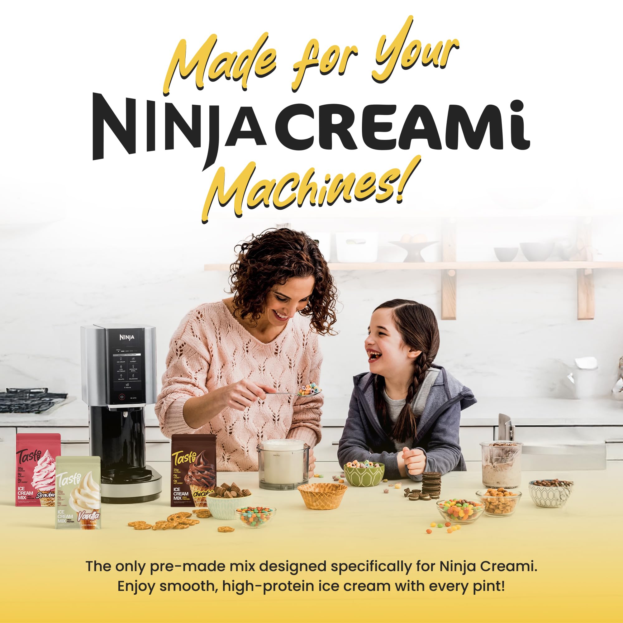 TASTI zero sugar ice cream powder for guilt-free scoops.