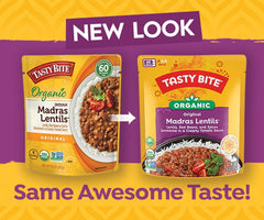 Tasty Bite creamy tomato sauce lentils with rich Indian flavor.