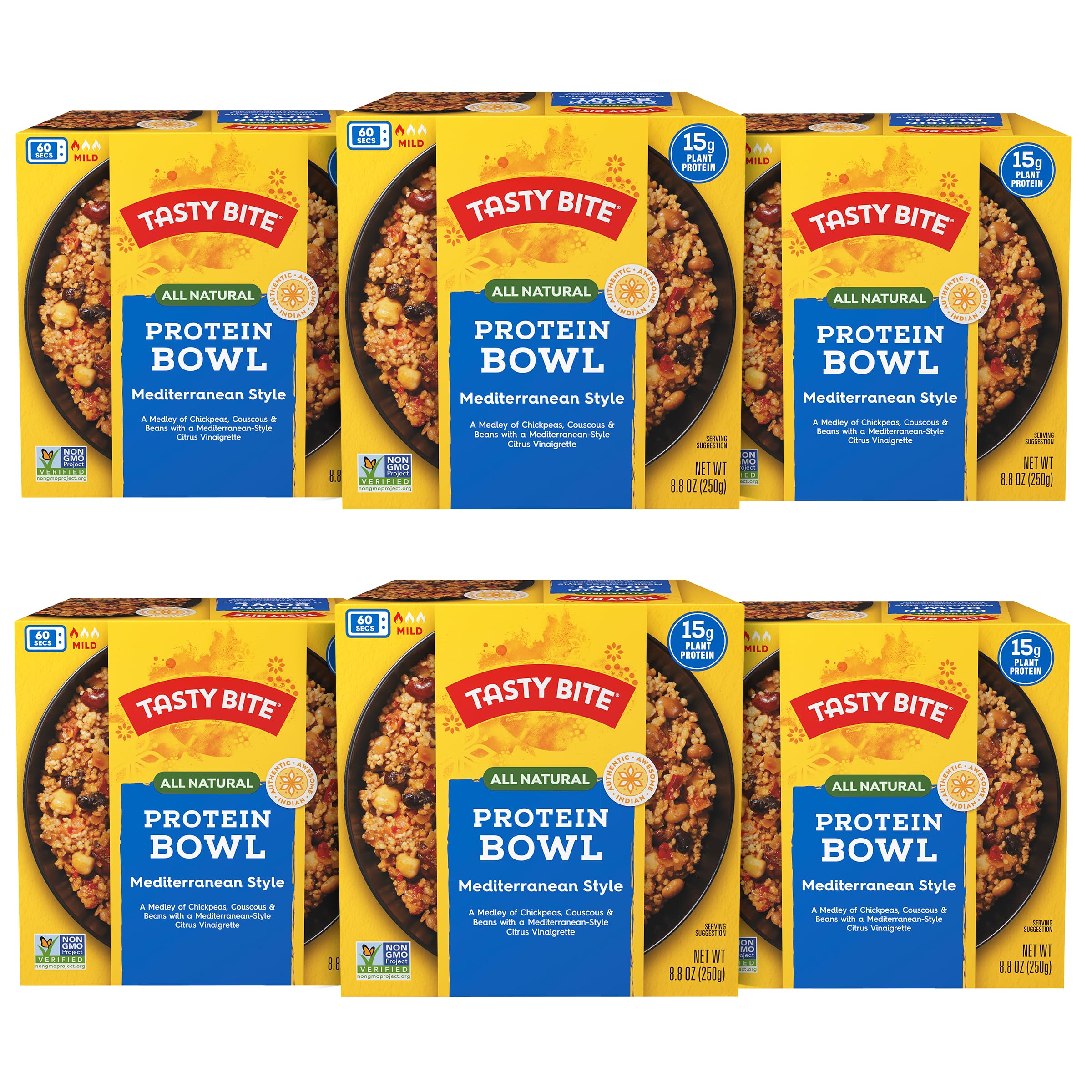 Tasty Bite Mediterranean Protein Bowl served in a bowl for quick meals