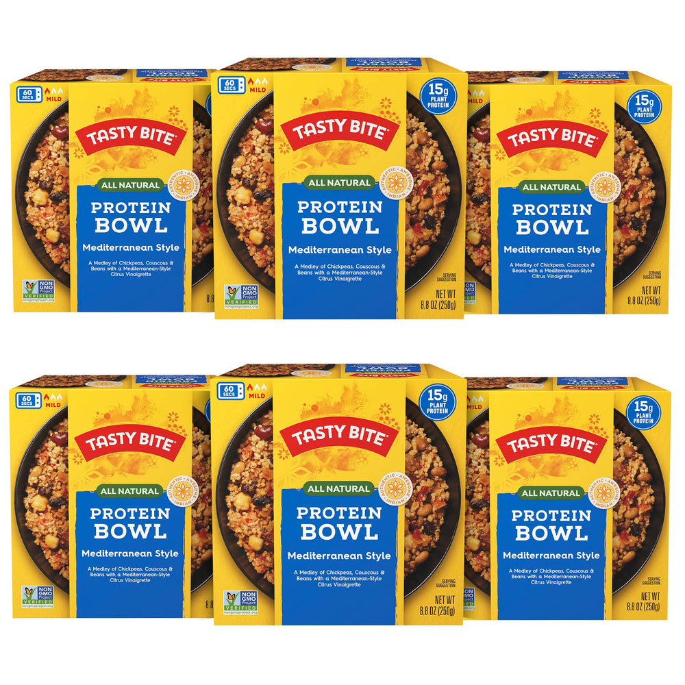 Tasty Bite Mediterranean Protein Bowl served in a bowl for quick meals