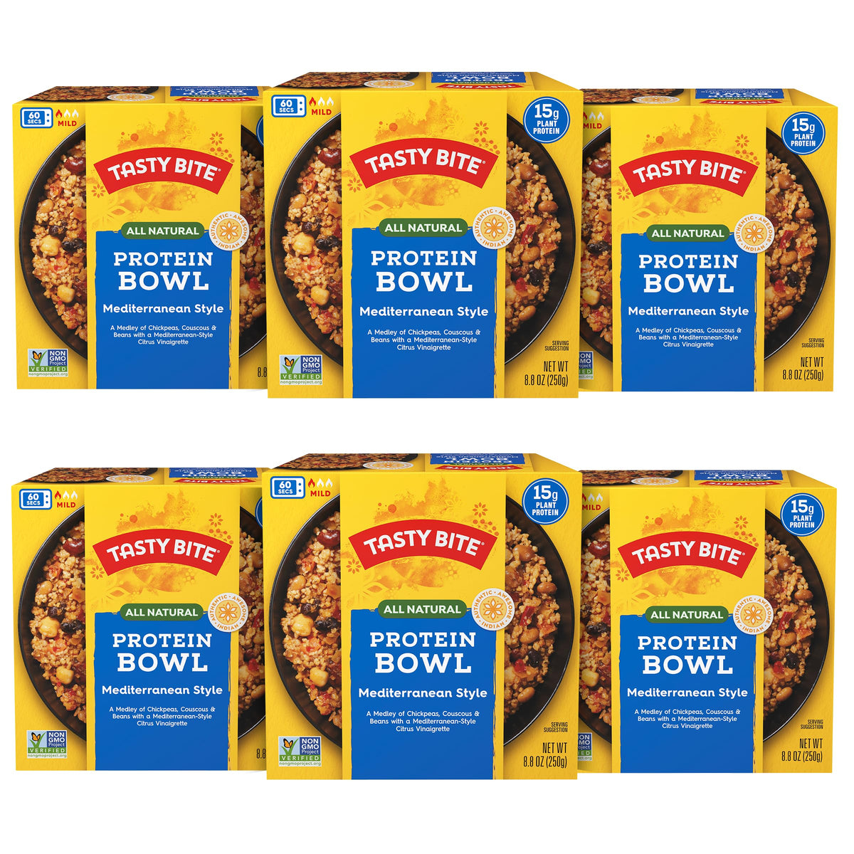 Tasty Bite Mediterranean Protein Bowl served in a bowl for quick meals