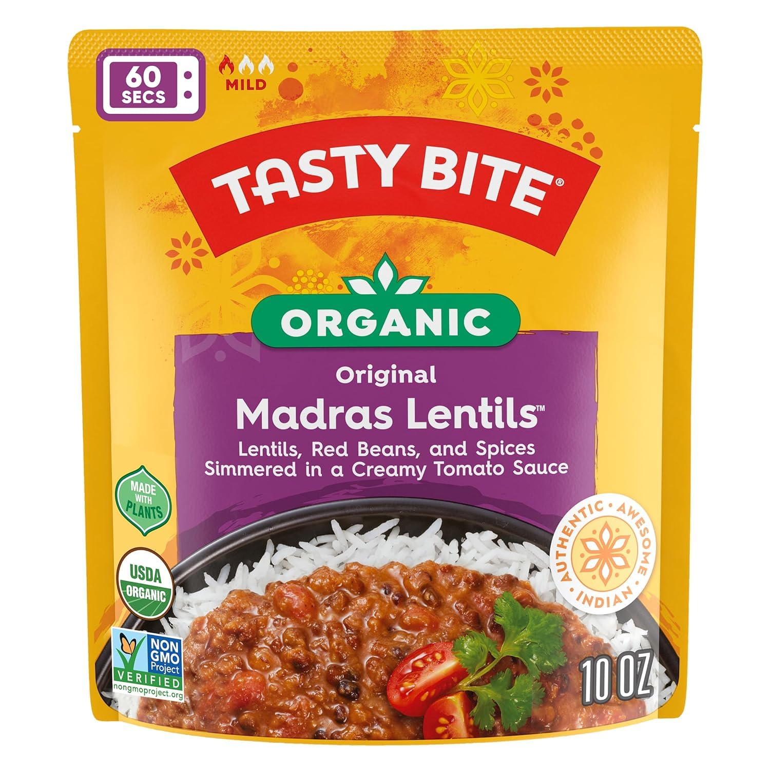 Tasty Bite vegan all-natural ingredients for plant-based convenience.