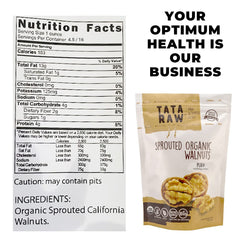 Tata Raw Sprouted Walnuts 3lb bag on shelf for family snacking