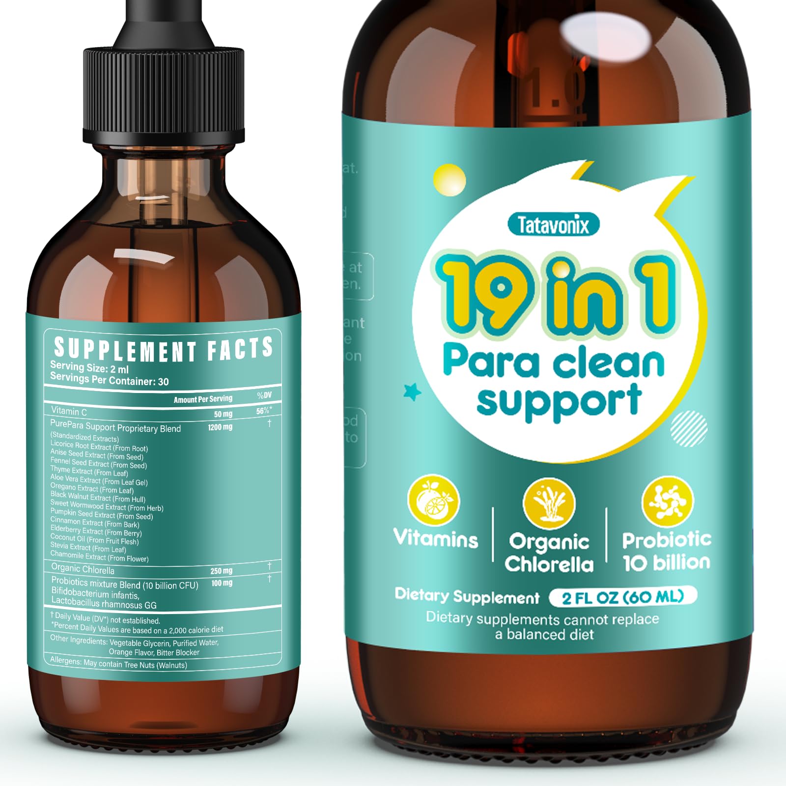 Tatavonix 19in1 gut cleanse drops bottle for gentle daily detox.