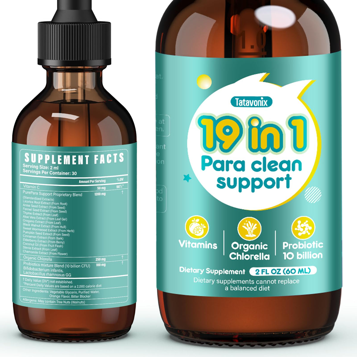 Tatavonix 19in1 gut cleanse drops bottle for gentle daily detox.