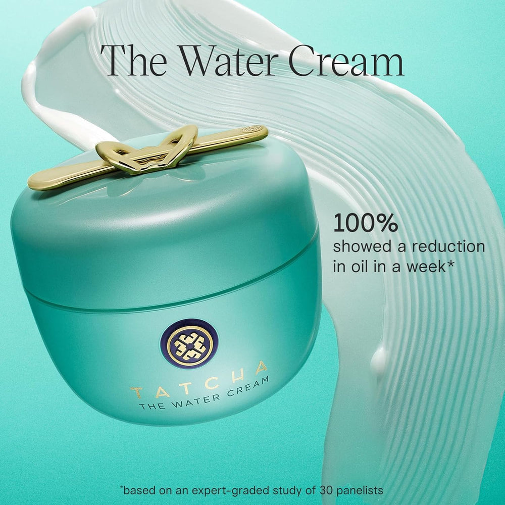 TATCHA Water Cream Hadasei-3 ingredients nourish with green tea, rice, algae.
