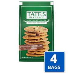 Thin, crispy Tate's cookies show delicate texture and rich chocolate.