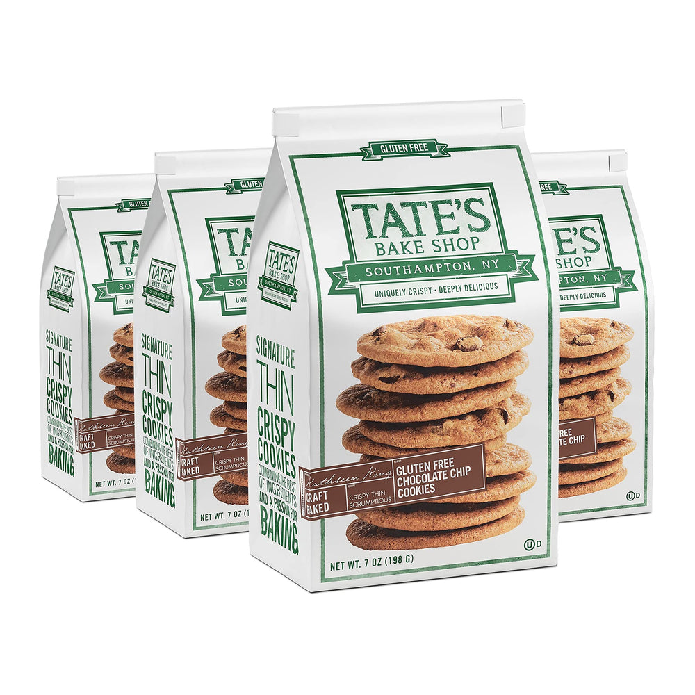 Tate's Bake Shop gluten-free cookies bag front, ideal for grab-and-go snacking